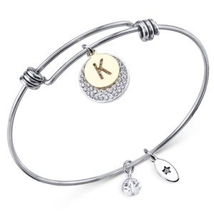 🆕Unwritten pavé and initial disc bangle bracelet